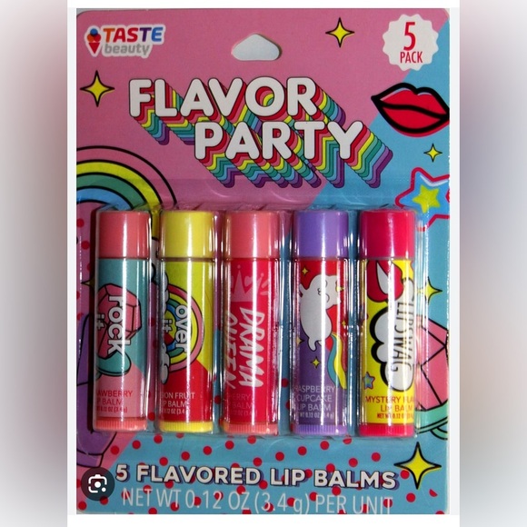 Taste Beauty Lip Balm 5 Tube Bundle Pack Flavor Party GREAT GIFT Set Brand New - Picture 2 of 3